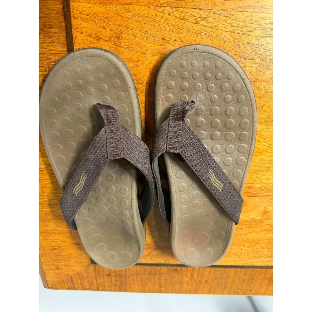 Vionic Mens 8 Womens 9 Brown Wave Flip Flop Sandal Orthotic Arch Support 44WAVE
